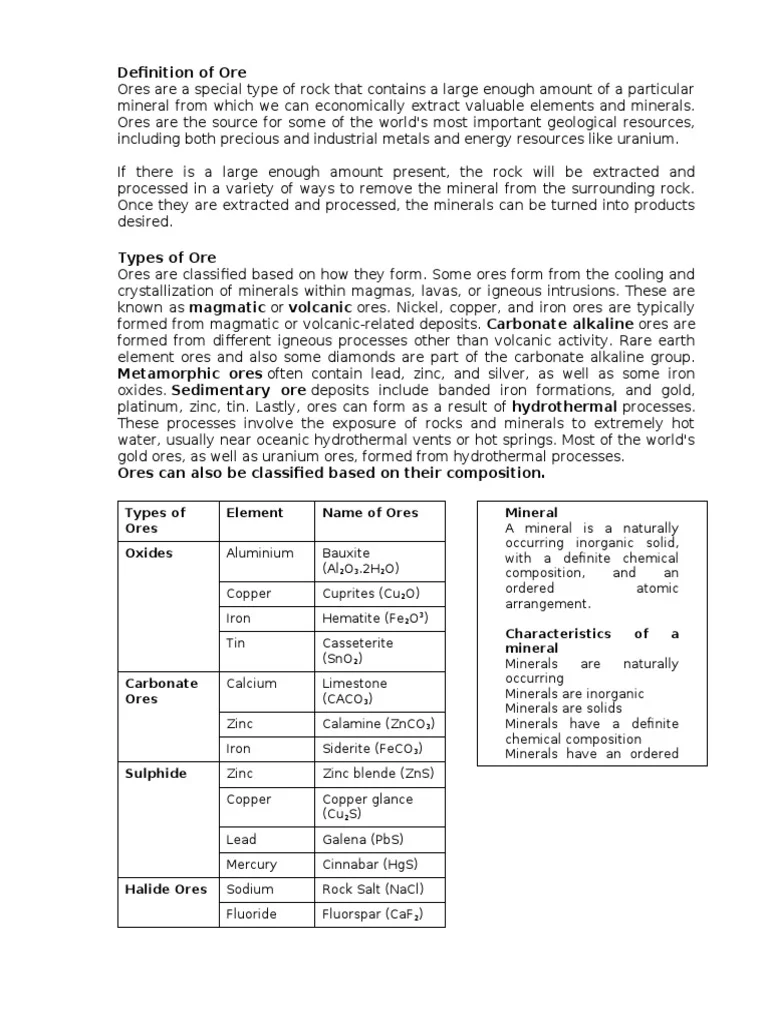 Ore: What it is and what we know
